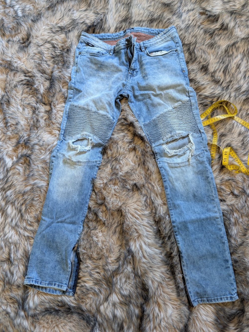 BDG Men's Moto/Biker Distressed Jeans With Ankle Zippers
